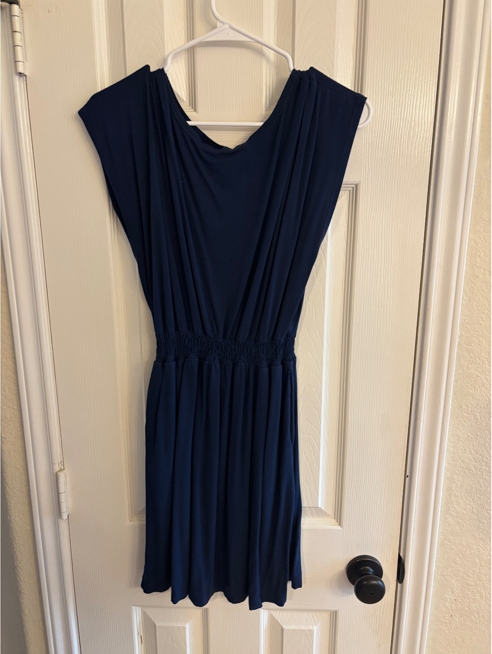 PIKO 1988 Women’s Small Navy Blue Dolman Sleeve Smocked Waist Mini Dress
